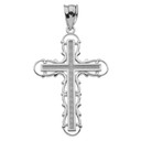 White Gold Filigree Dainty Cross Pendant Necklace