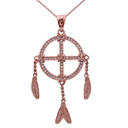 Rose Gold And Diamond Dream Catcher Pendant Necklace