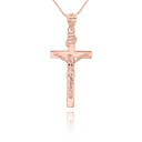 Rose Gold Jesus Crucifix Cross Pendant Necklace