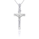 White Gold Jesus Crucifix Cross Pendant Necklace