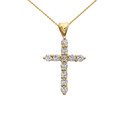 Diamond Cross Yellow Gold Pendant Necklace