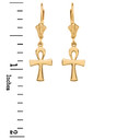 14K Gold Egyptian Ankh Polished Necklace Earring Set(Available in Yellow/Rose/White Gold)