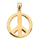 Yellow Gold Boho Peace Sign Pendant Necklace