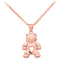 Rose Gold Love Bear Pendant Necklace