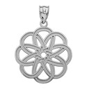 Yellow Gold Celtic Knot Round Flower Pendant Necklace