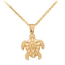 Gold Tribal Hawaiian Turtle Pendant Necklace (Available in Yellow/Rose/White Gold)