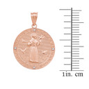 Rose Gold Saint Francis of Assisi Circle Medallion Diamond Pendant Necklace (Small)