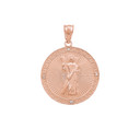 Rose Gold Saint Andrew Circle Medallion Diamond Pendant Necklace (Small)