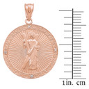 Rose Gold St. Andrew Circle Medallion Diamond Pendant Necklace  (Medium)