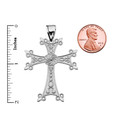 Eternity Armenian Cross "Khachkar" White Gold Pendant Necklace (Large)