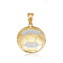 Two Tone Yellow Gold Soccer Ball Mom Fútbol Sports Pendant