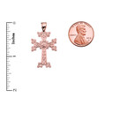 Eternity "Khachkar" Armenian Cross Rose Gold Pendant Necklace (Small)