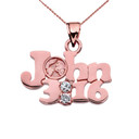 Rose Gold John 3:16 Diamond Pendant Necklace