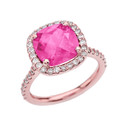 Halo Cushion Diamond Engagement and Proposal/Promise Rose Gold Ring With Center-stone 5 Ct Lab Created Pink Diamond