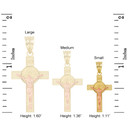 Two Tone Yellow Gold and Rose Gold St. Benedict Crucifix Pendant Necklace (1.10")