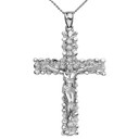 Sterling Silver Jesus Christ Crucified Cross Cubic Zirconia (CZ) Pendant Necklace