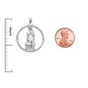 The Blessed Virgin Mary Diamond White Gold Round Design Pendant Necklace