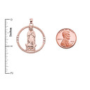 The Blessed Virgin Mary Diamond Rose Gold Round Design Pendant Necklace