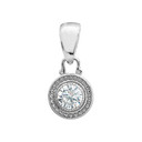 Solitaire Diamond White Gold Pendant Necklace