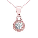 Solitaire Cubic Zirconia Rose Gold Pendant Necklace