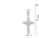 White Gold St. Benedict Crucifix Pendant Necklace (1.60")