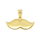 Yellow Gold Mustache Charm Pendant Necklace