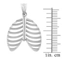 .925 Sterling Silver Human Rib Cage Anatomy Pendant Necklace