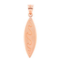 Rose Gold Surfboard Waves Beach Bum Pendant Necklace