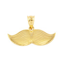 Yellow Gold Hipster Mustache Pendant Necklace