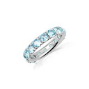 4mm Comfort Fit White Gold Eternity Band With 5.25 ct December Birthstone Genuine Blue Topaz
