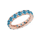 4mm Comfort Fit Rose Gold Eternity Band With 5.25 ct December Birthstone Genuine Blue Topaz