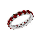 4mm Comfort Fit White Gold Eternity Band With 5.10 ct January Birthstone Genuine Garnet