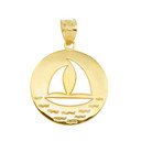 Gold Nautical Sailboat Silhouette Pendant Necklace (Available in Yellow/Rose/White Gold)