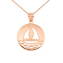 Gold Nautical Sailboat Silhouette Pendant Necklace (Available in Yellow/Rose/White Gold)