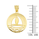 Gold Nautical Sailboat Silhouette Pendant Necklace (Available in Yellow/Rose/White Gold)