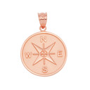 White Gold Compass Medallion Pendant Necklace