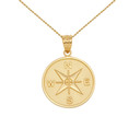 White Gold Compass Medallion Pendant Necklace