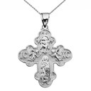 Sterling Silver Orthodox ICXC Cross (Save Us) Pendant Necklace