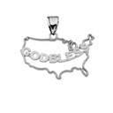 White Gold God Bless America Pendant Necklace
