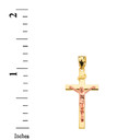 Two Tone Rose Gold and Yellow Gold Jesus Crucifix Cross Pendant Necklace ( 1.18")