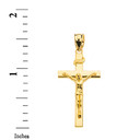 Yellow Gold Jesus Crucifix Cross Pendant Necklace ( 1.60")