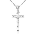 Silver Crucifix Pendant Jesus Cross Necklace