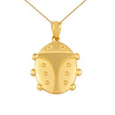 Gold Lucky Ladybug Pendant Necklace (Available in Yellow/Rose/White Gold)