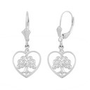 Sterling Silver Tree of Life Open Heart Filigree Earring Set