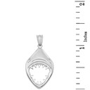 White Gold Great White Shark Jaws Pendant with measurement