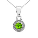 Solitaire Peridot White Gold Pendant Necklace