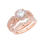 Elegant-Chic Halo Engagement Ring in Rose Gold