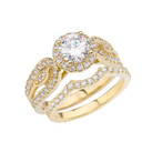 Elegant-Chic Diamond Halo Engagement Ring in Gold (Available in Yellow/Rose/White Gold)