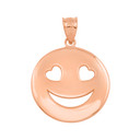 Rose Gold Heart Eyes Smiley Face Pendant Necklace