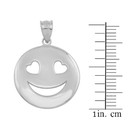 Sterling Silver Heart Eyes Smiley Face Pendant Necklace